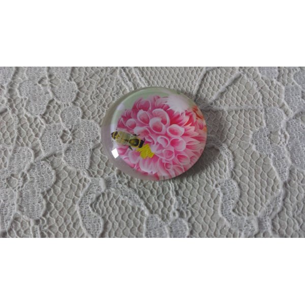 round glass cabochon 20mm flower 01-018 