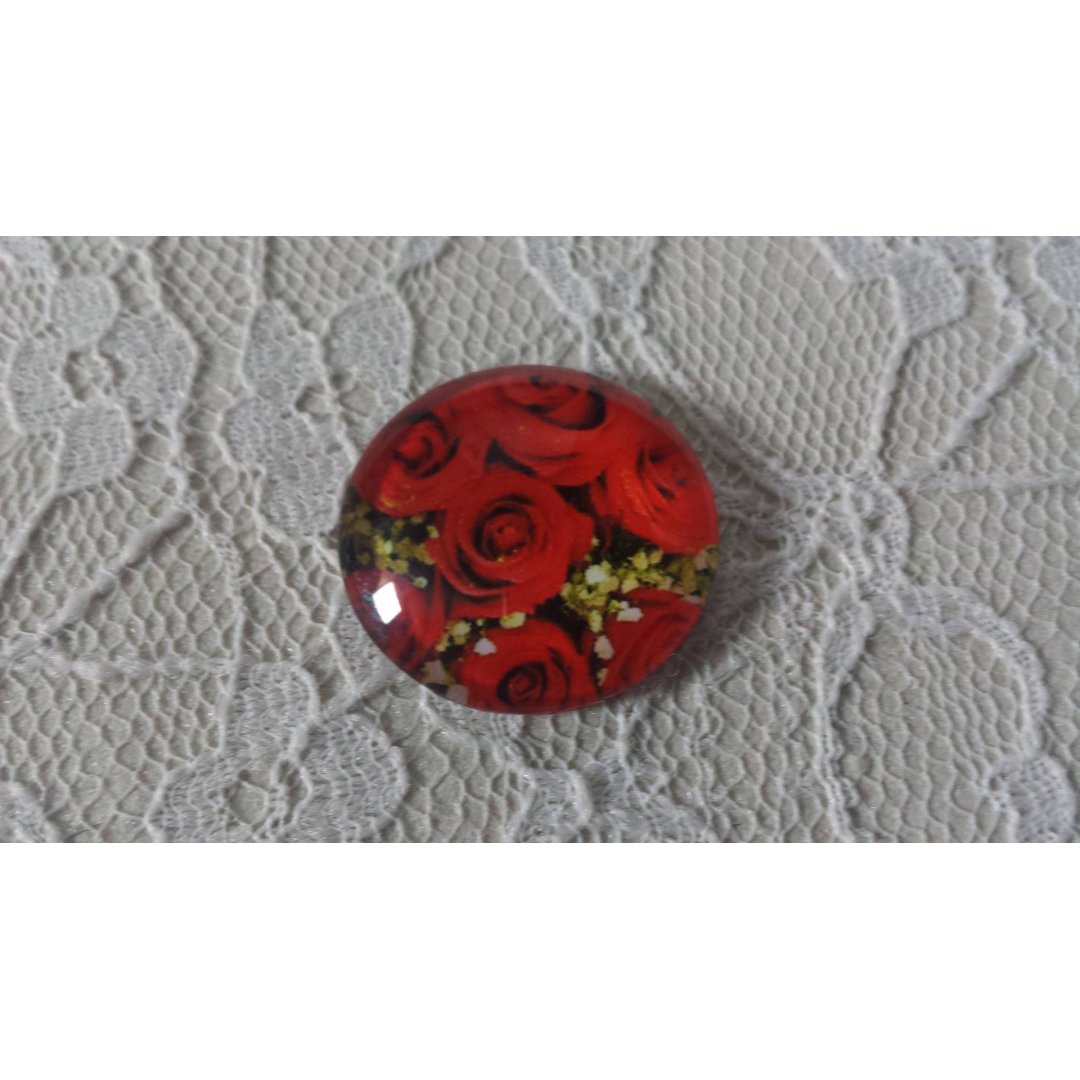 round glass cabochon 20mm flower 01-017 