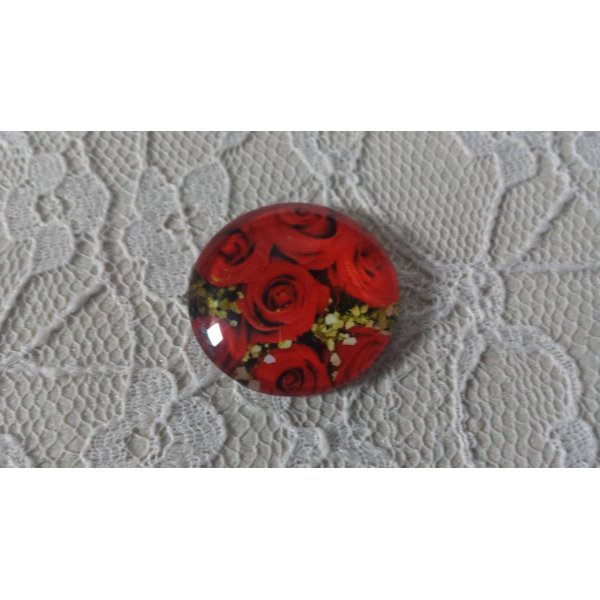 round glass cabochon 20mm flower 01-017 