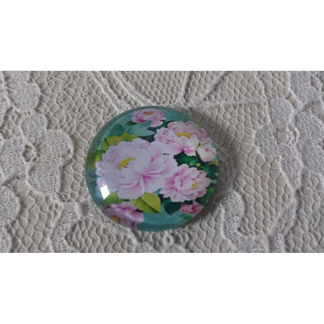 round glass cabochon 20mm flower 01-013 