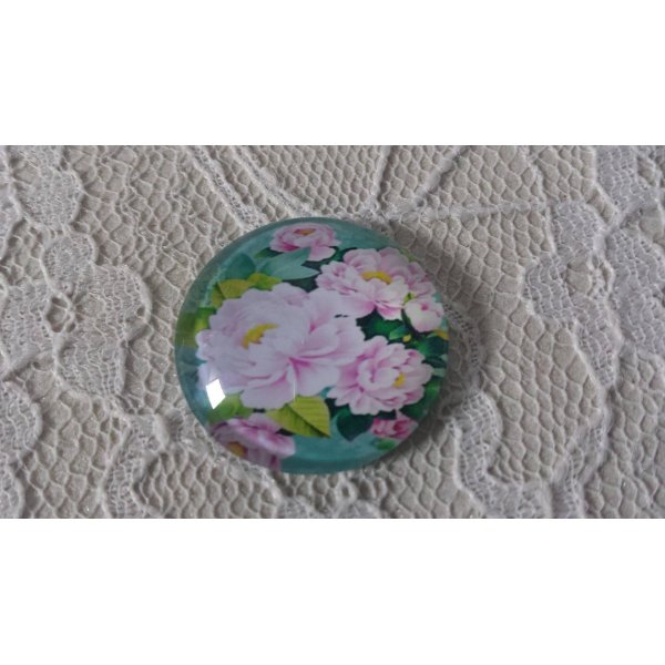 round glass cabochon 20mm flower 01-013 