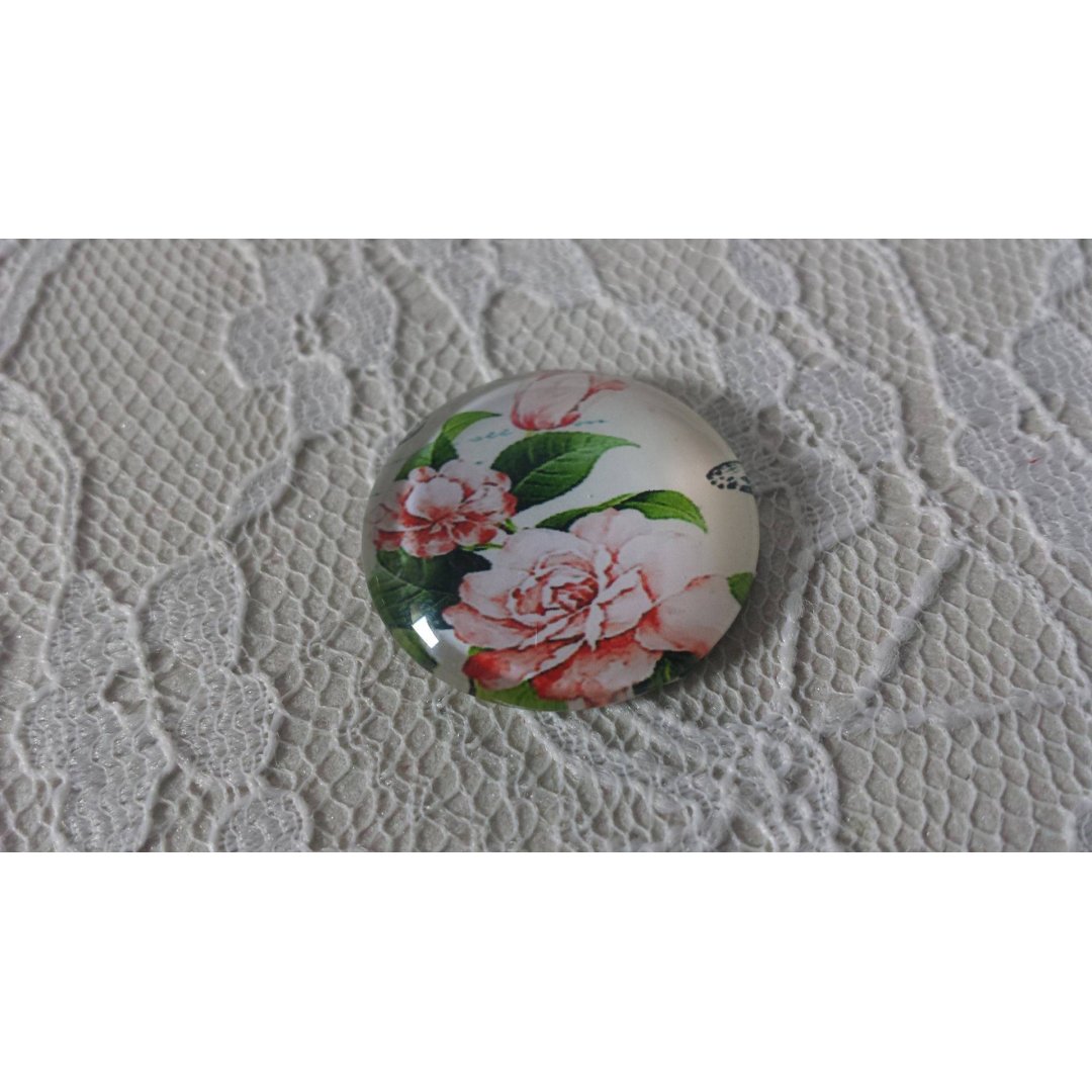 round glass cabochon 20mm flower 01-009 