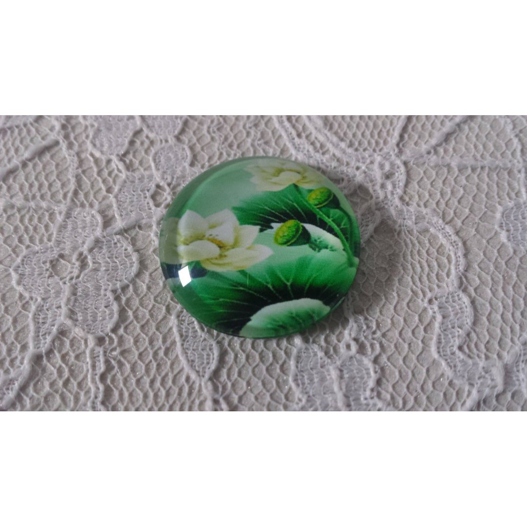 round glass cabochon 20mm flower 01-008 