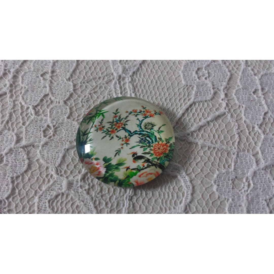 round glass cabochon 20mm flower 01-006 