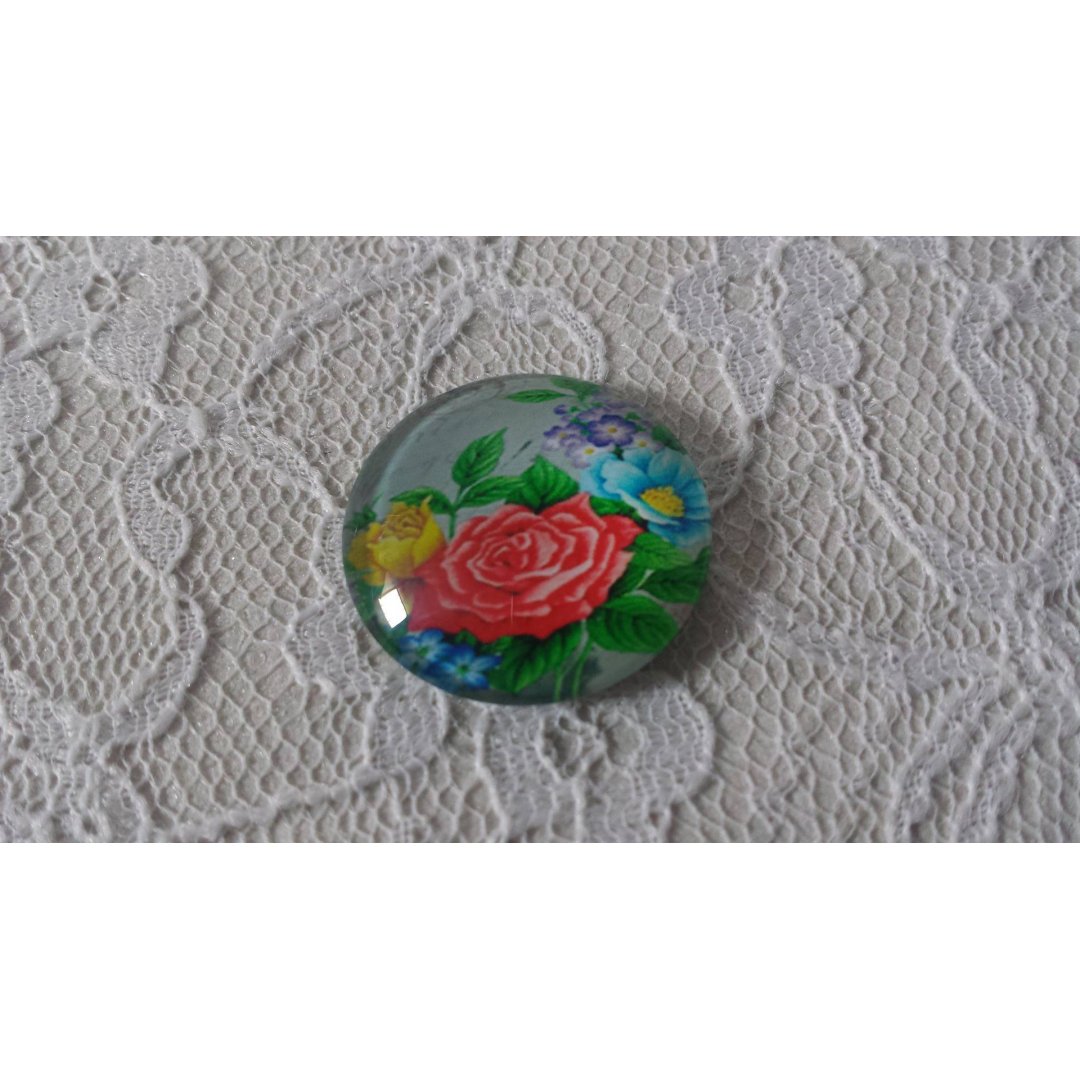 round glass cabochon 20mm flower 01-005 