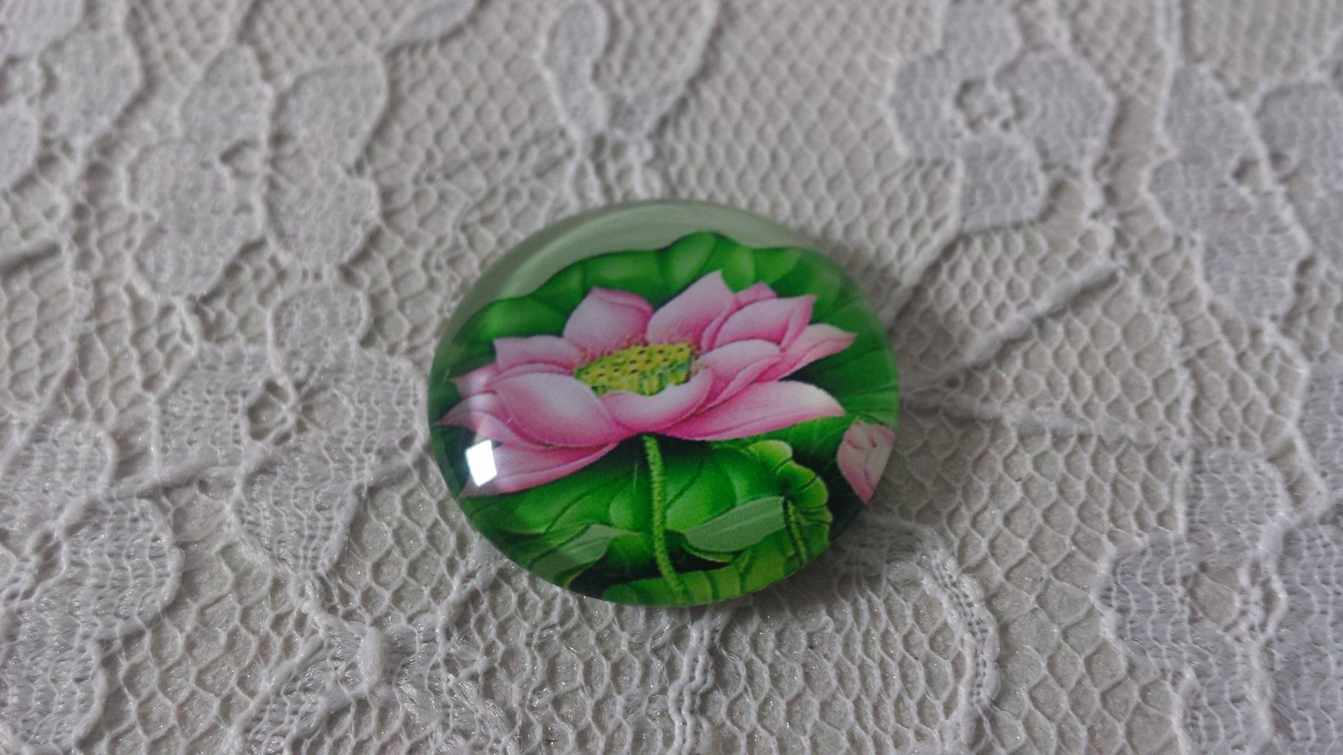 round glass cabochon 20mm flower 01-003 