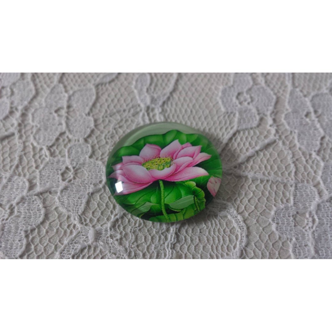 round glass cabochon 20mm flower 01-003 