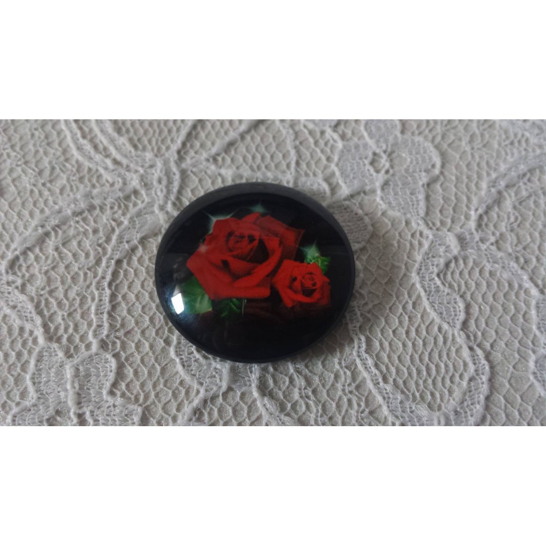 round glass cabochon 20mm flower 01-001 