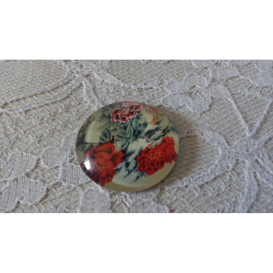 round glass cabochon 25mm flower 01-042 