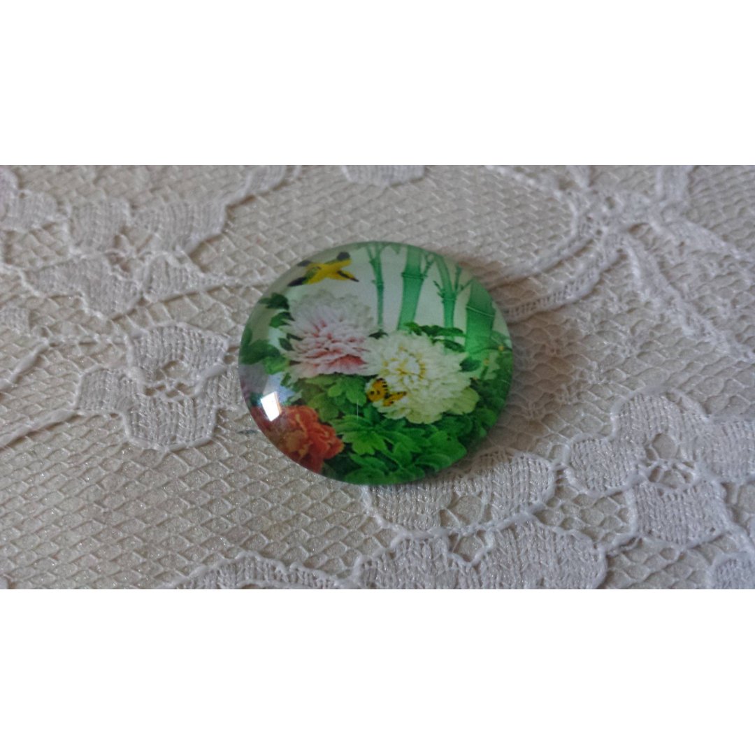 round glass cabochon 25mm flower 01-041 