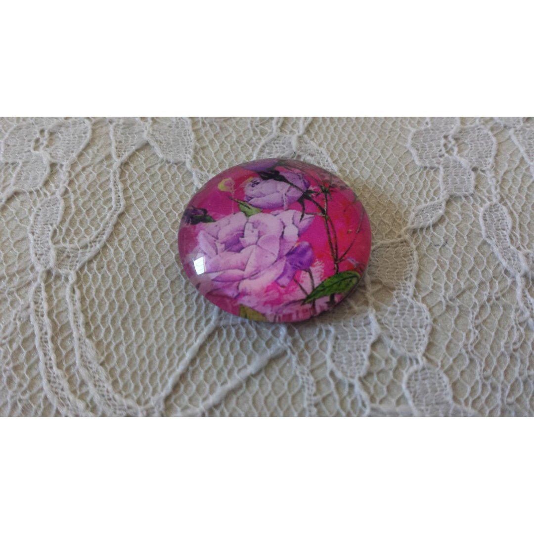 round glass cabochon 25mm flower 01-034 