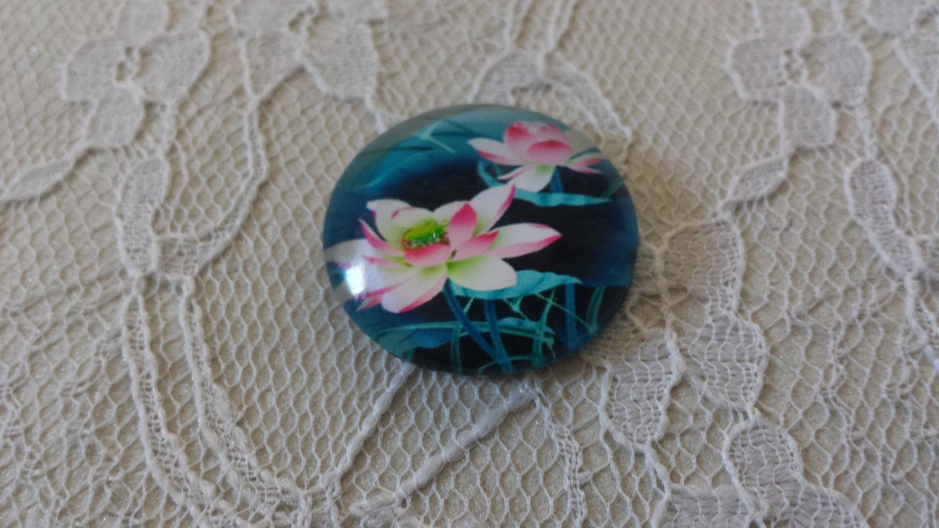 round glass cabochon 25mm flower 01-032 