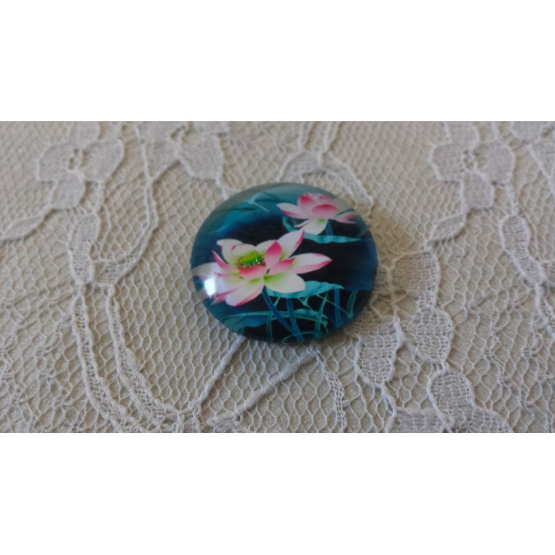 round glass cabochon 25mm flower 01-032 