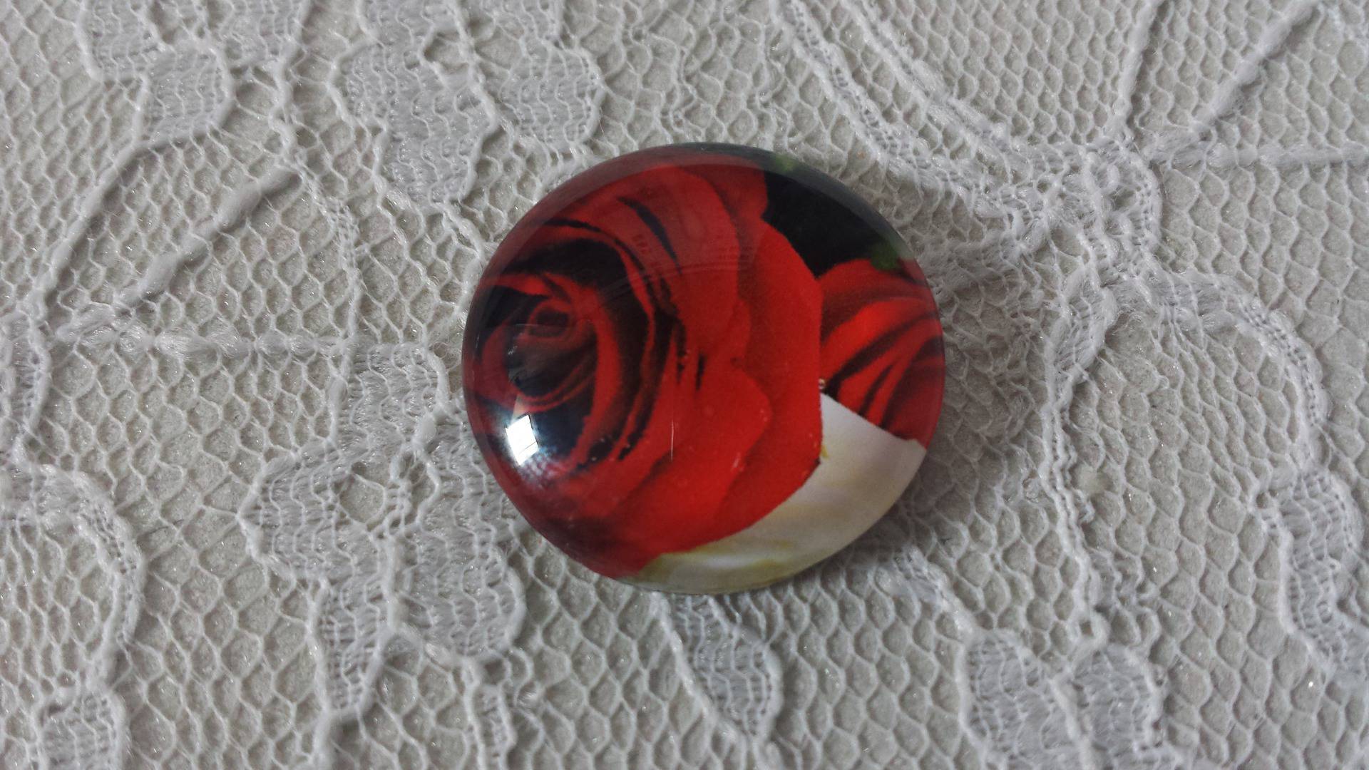 round glass cabochon 25mm flower 01-027 