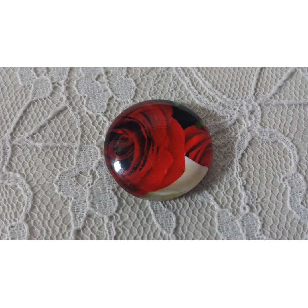 round glass cabochon 25mm flower 01-027 
