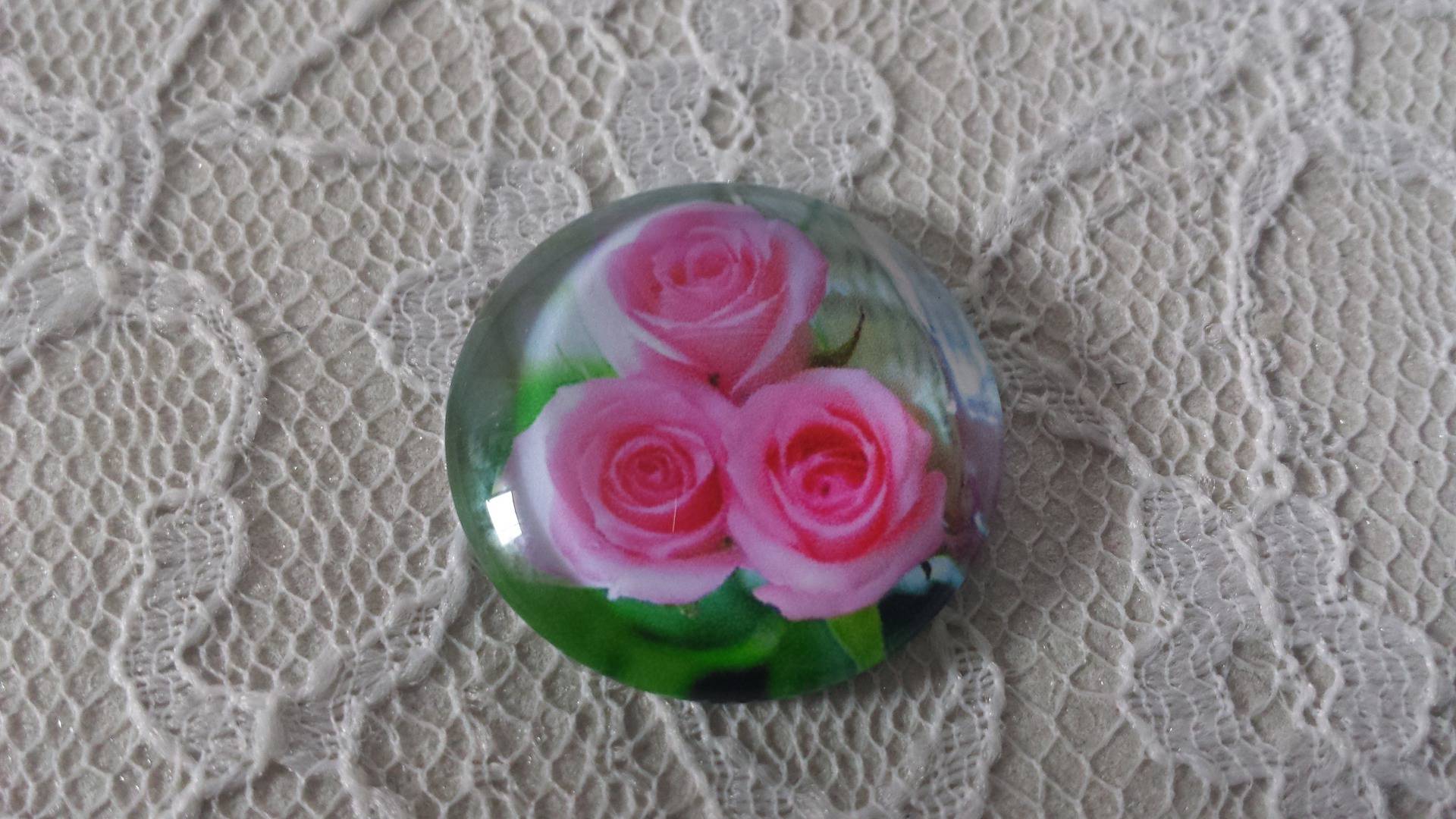 round glass cabochon 25mm flower 01-024 