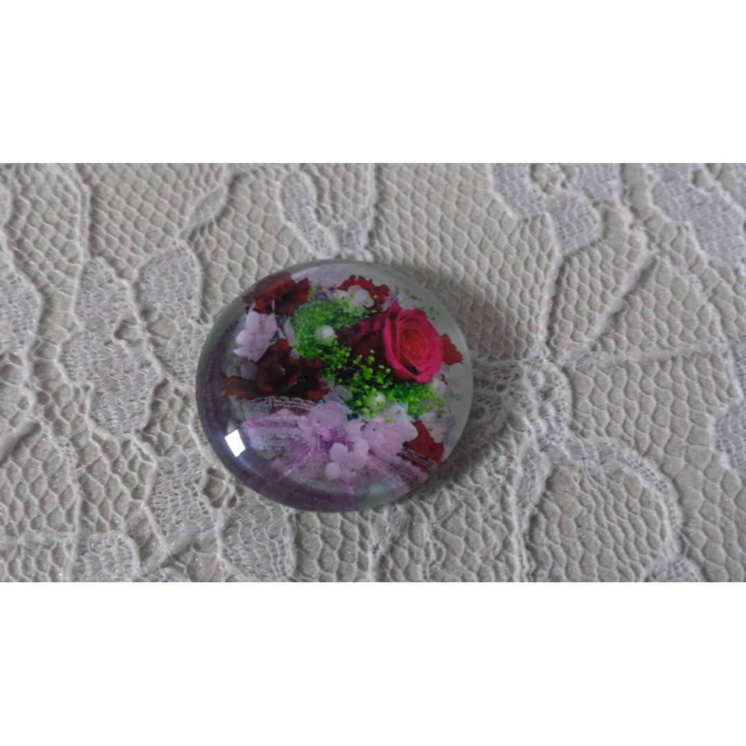 round glass cabochon 25mm flower 01-020 