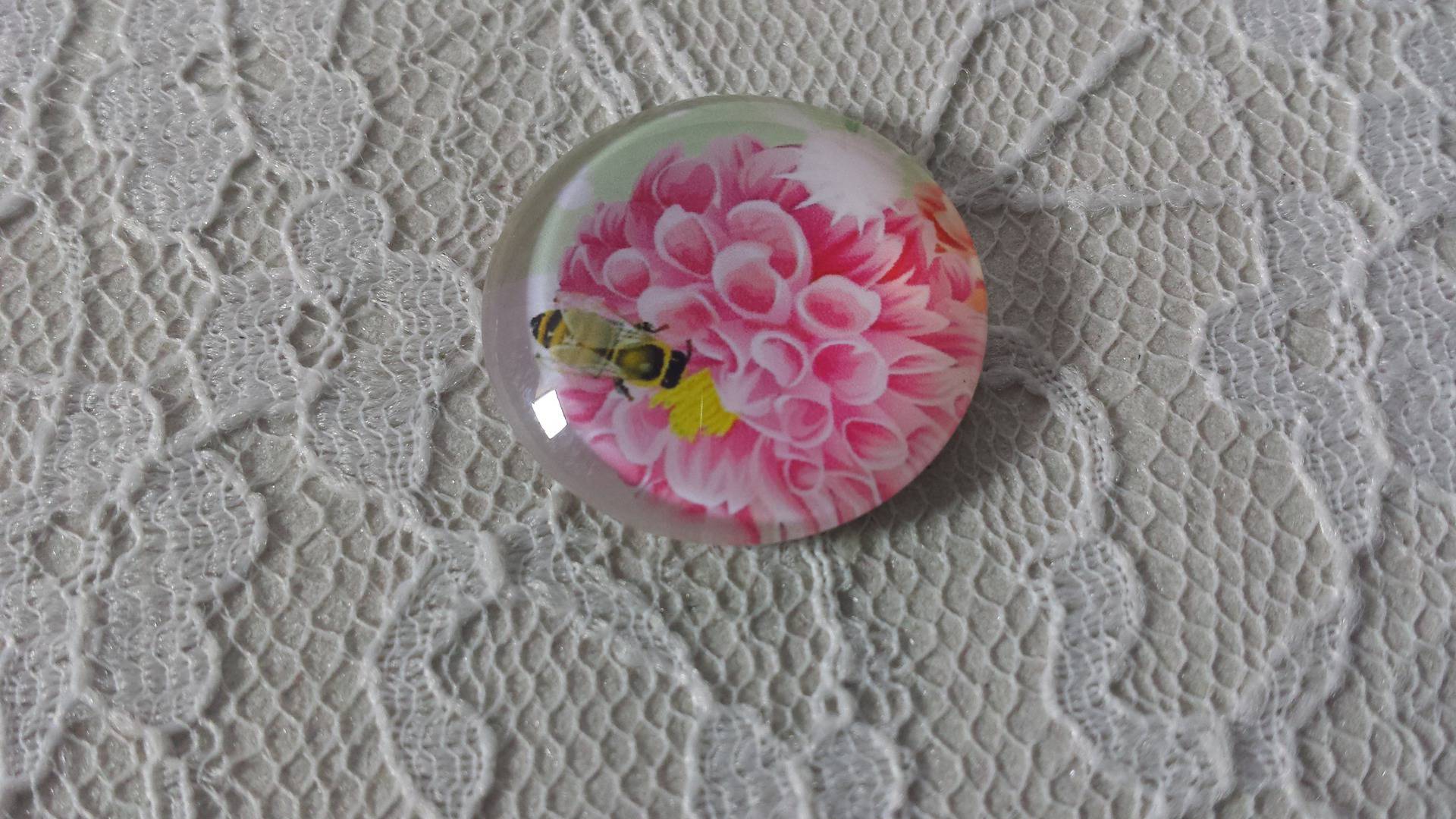 round glass cabochon 25mm flower 01-018 