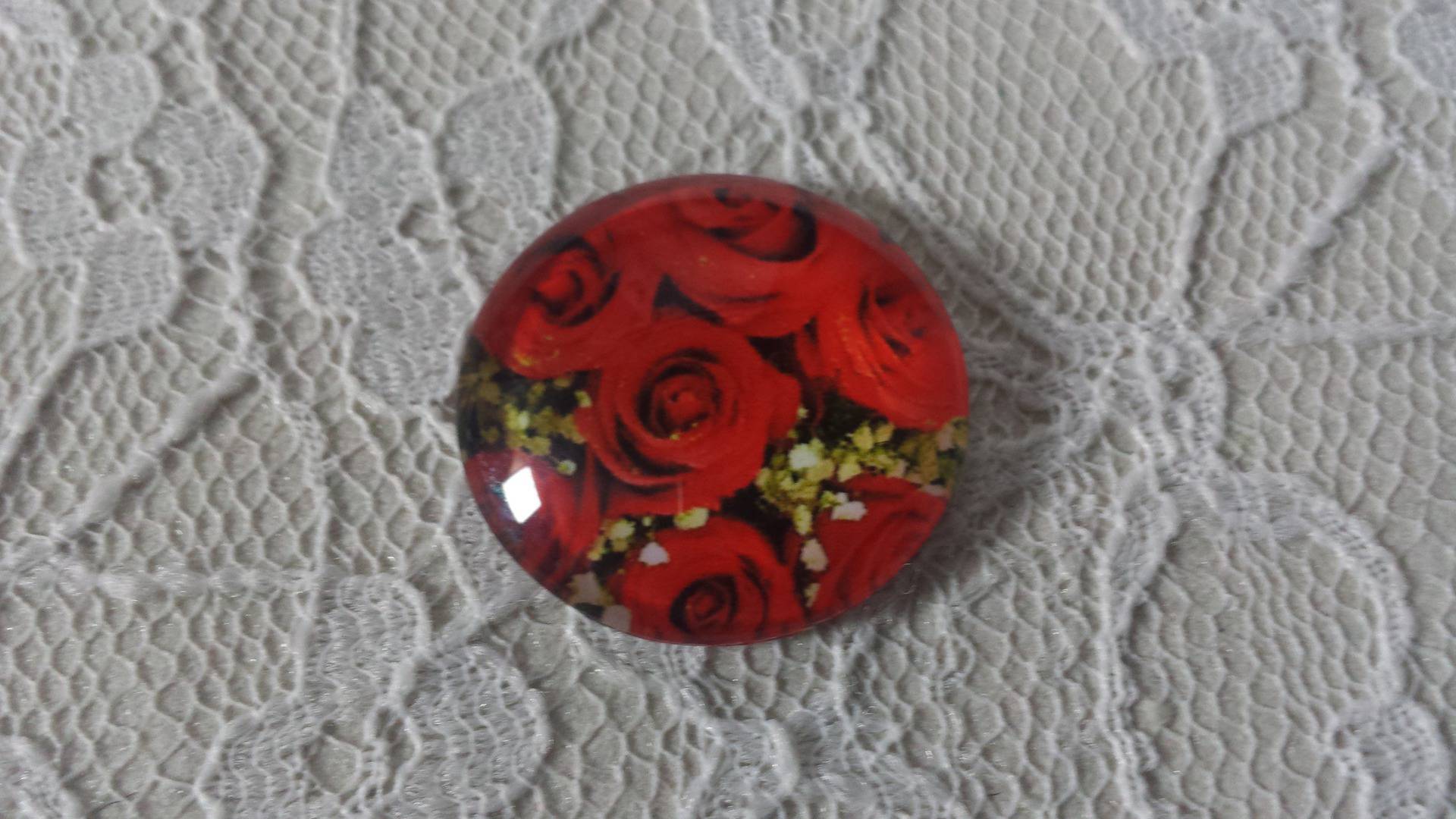 round glass cabochon 25mm flower 01-017 