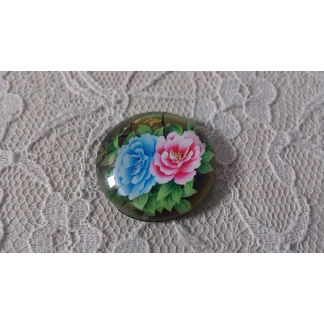 round glass cabochon 25mm flower 01-016 