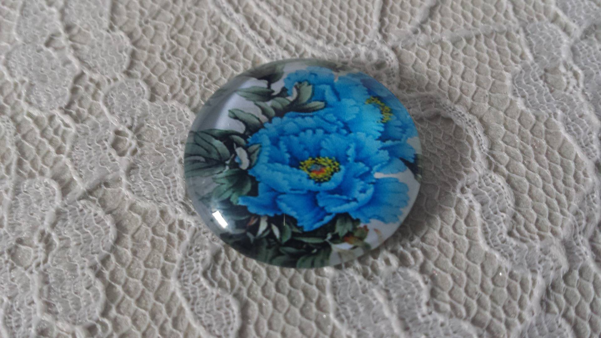 round glass cabochon 25mm flower 01-015 