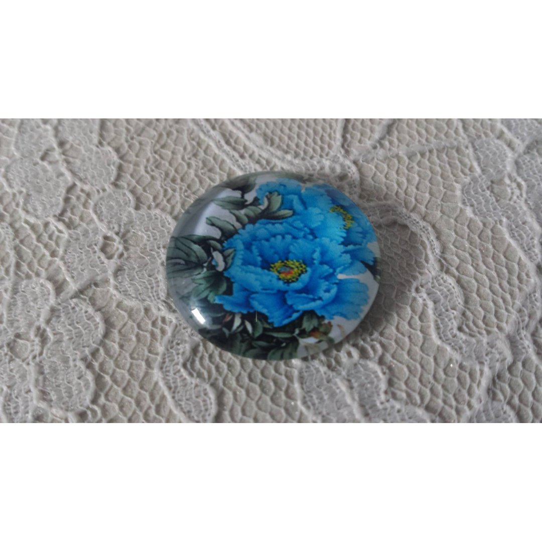 round glass cabochon 25mm flower 01-015 