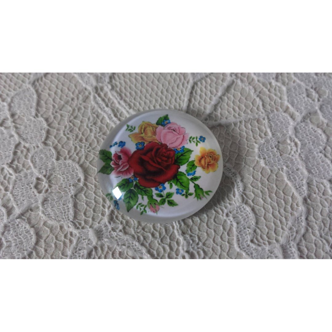 round glass cabochon 25mm flower 01-014 