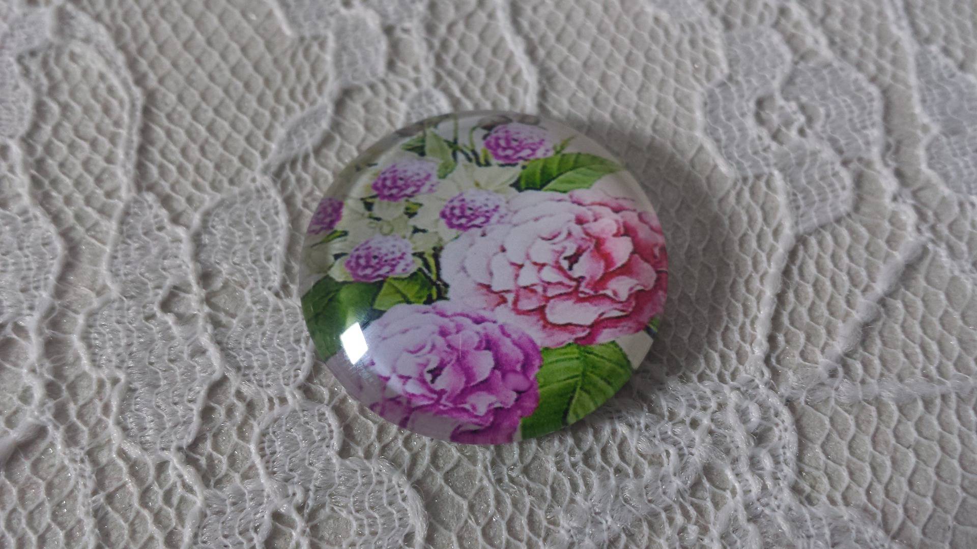 round glass cabochon 25mm flower 01-011 