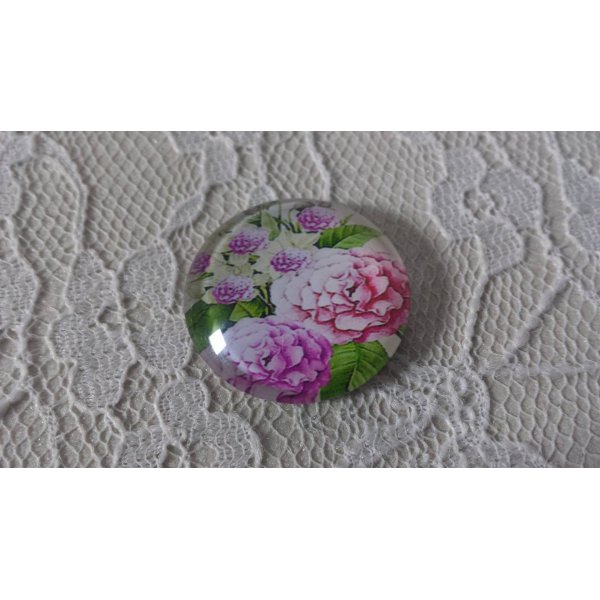 round glass cabochon 25mm flower 01-011 