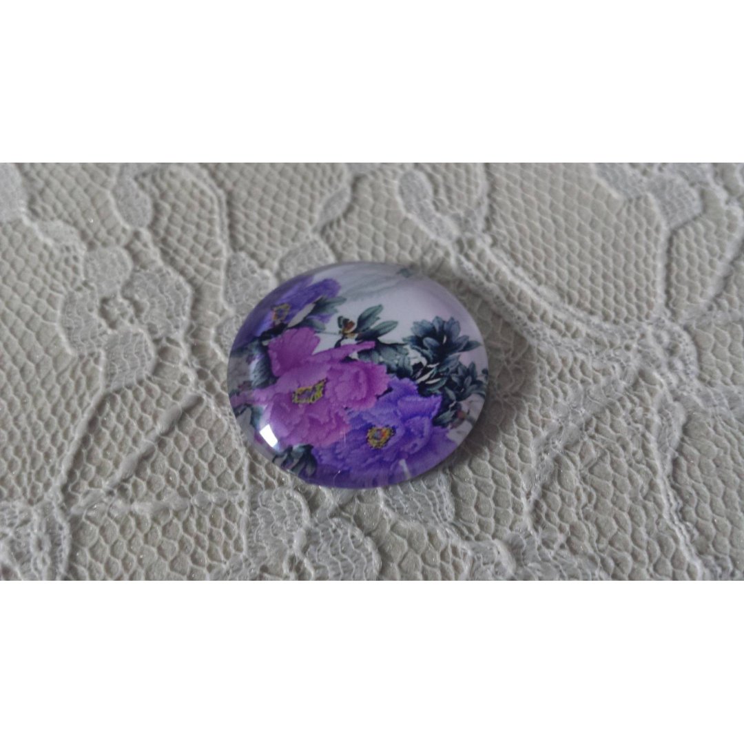 round glass cabochon 25mm flower 01-010 