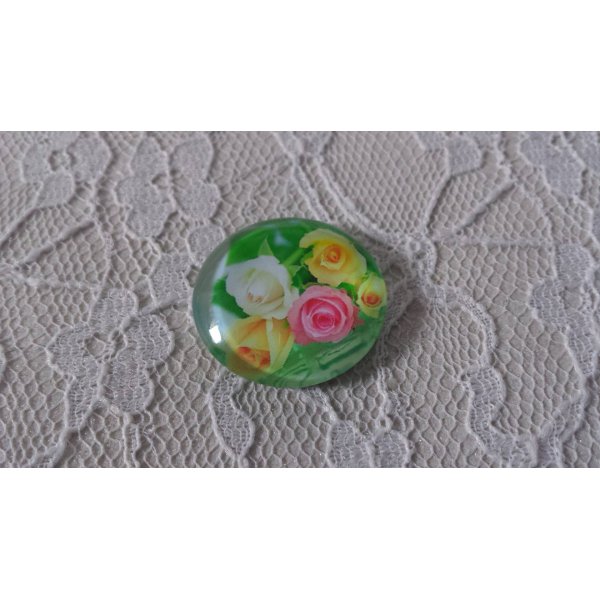 round glass cabochon 25mm flower 01-007 