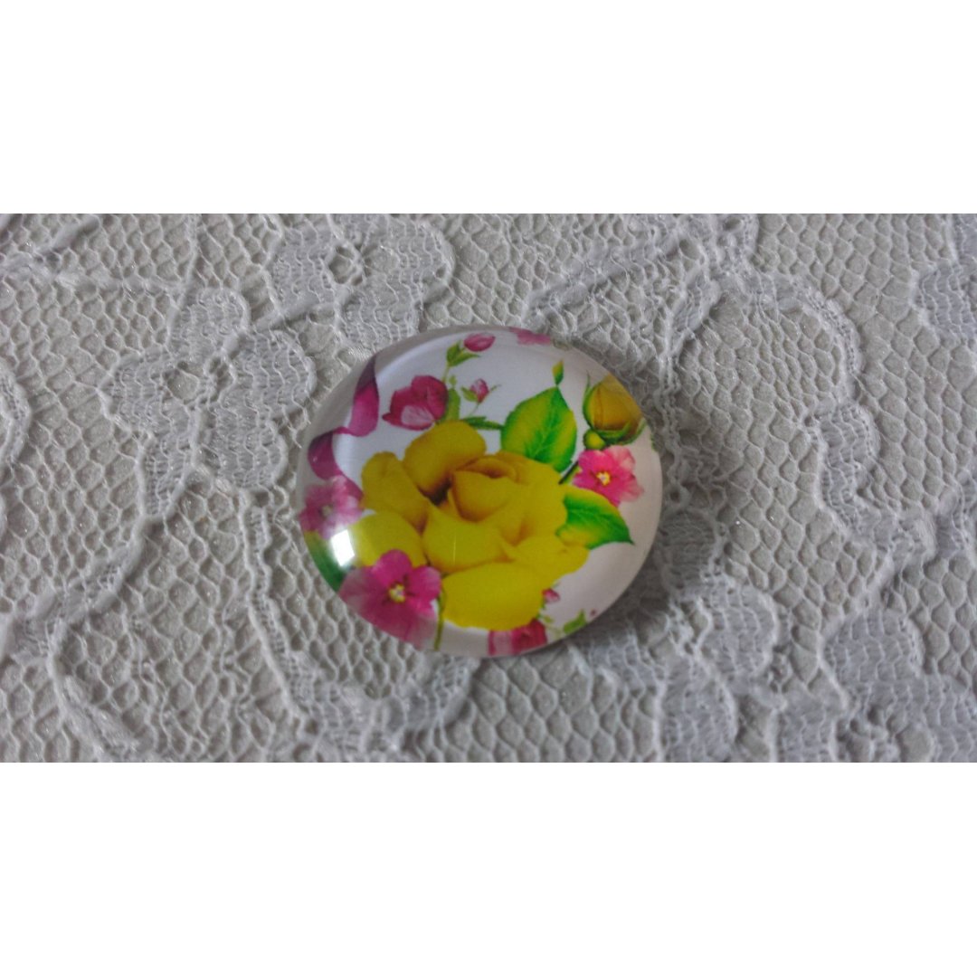 round glass cabochon 25mm flower 01-002 