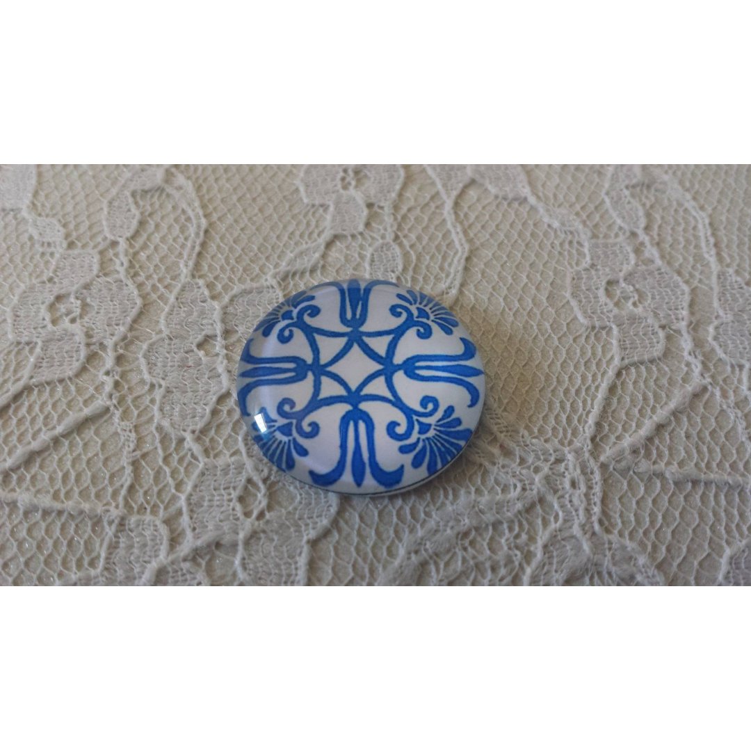 round glass cabochon 25mm flower 040 