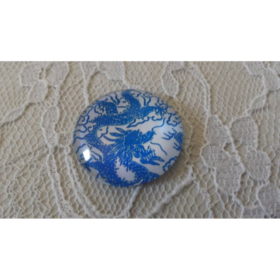 round glass cabochon 25mm flower 038 