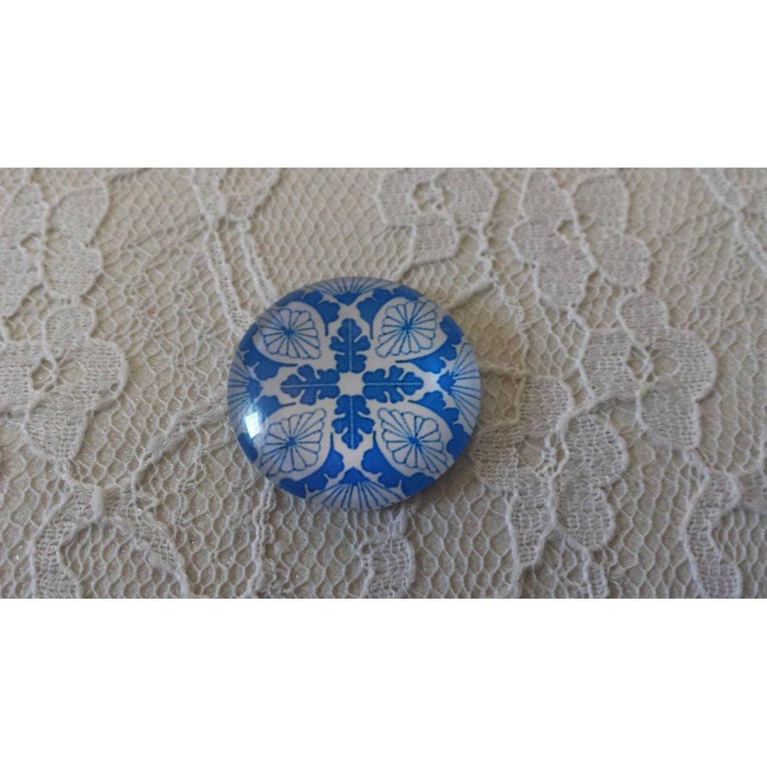 round glass cabochon 25mm flower 034 