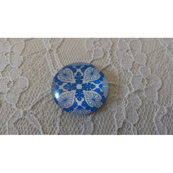 round glass cabochon 25mm flower 034 
