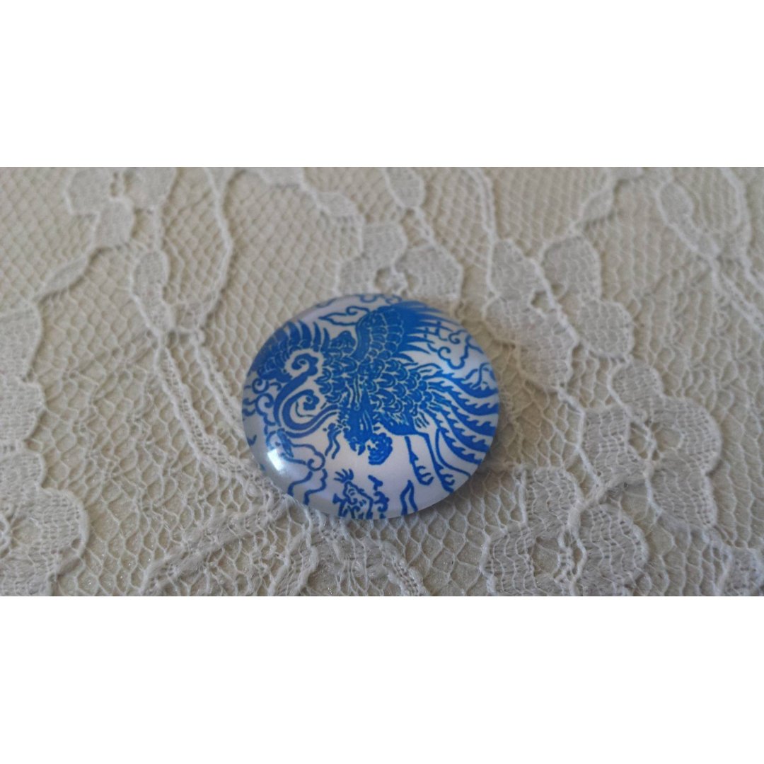 round glass cabochon 25mm flower 033 