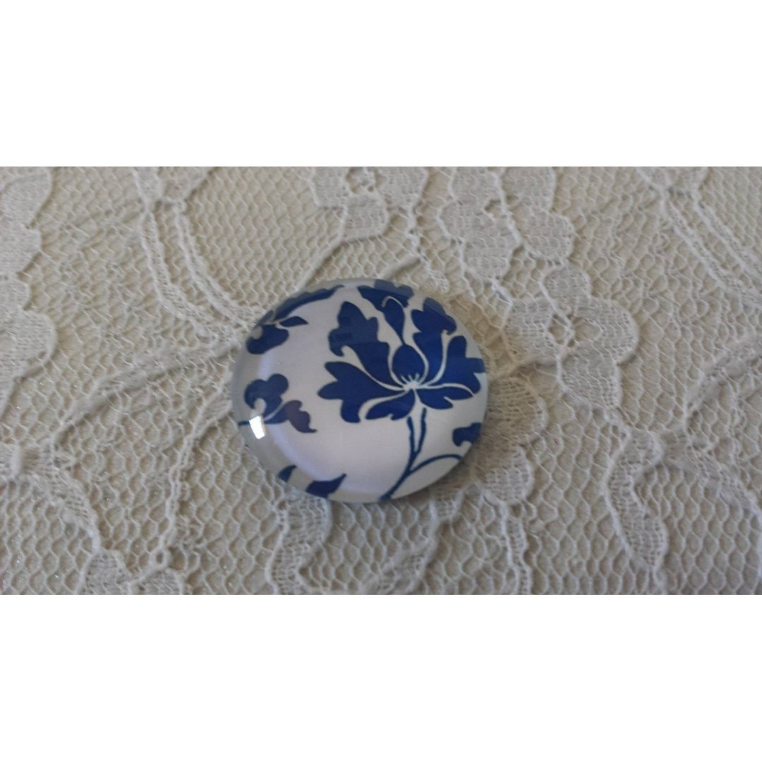 round glass cabochon 25mm flower 030 