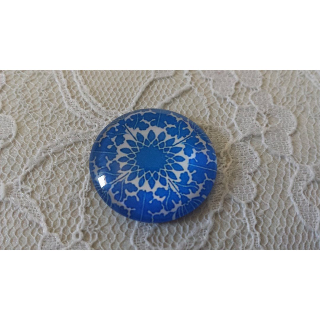 round glass cabochon 25mm flower 027 