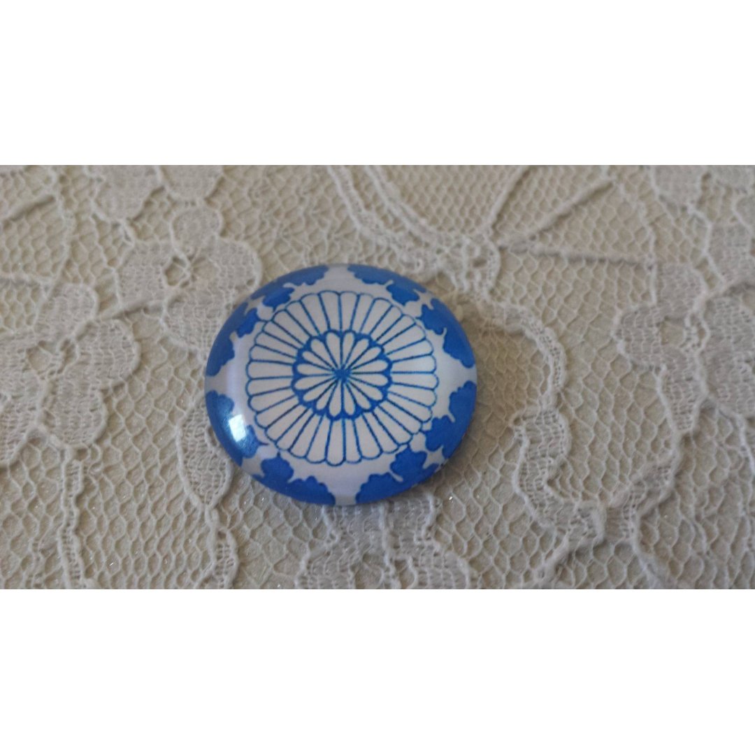 round glass cabochon 25mm flower 011 