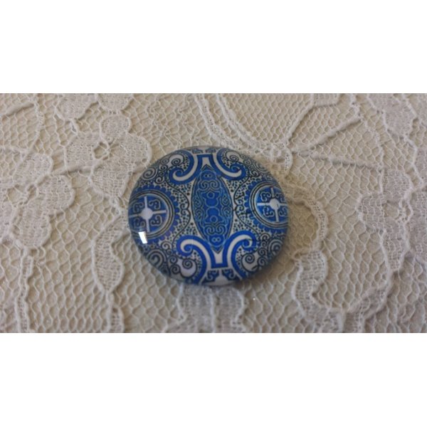 round glass cabochon 25mm flower 008 