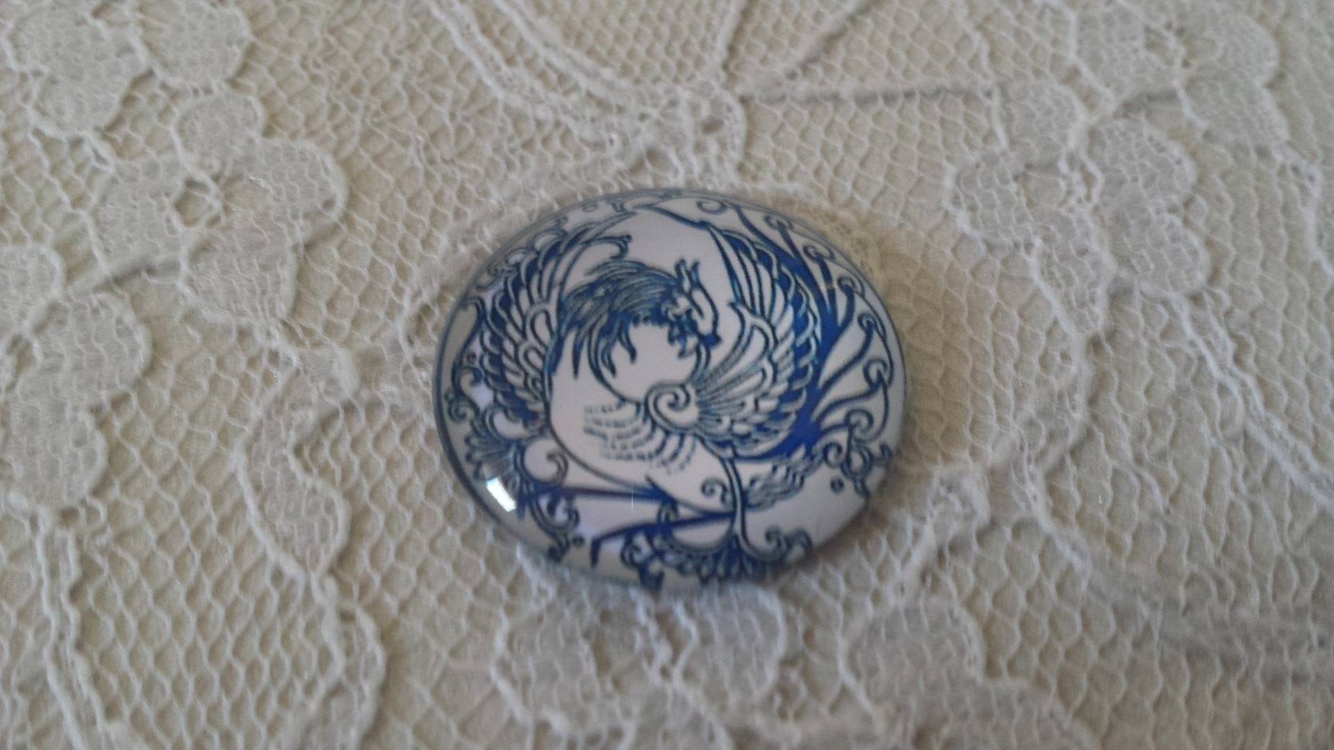 round glass cabochon 25mm flower 003 