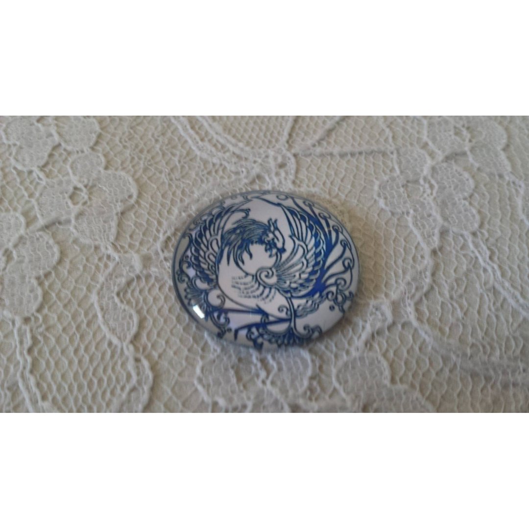 round glass cabochon 25mm flower 003 