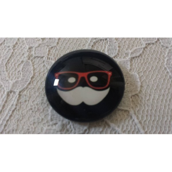 round glass cabochon 25mm moustache 044 