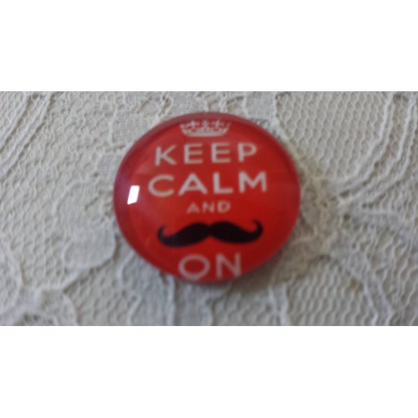 round glass cabochon 25mm mustache 043 