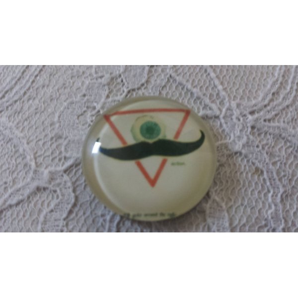 round glass cabochon 25mm mustache 041 