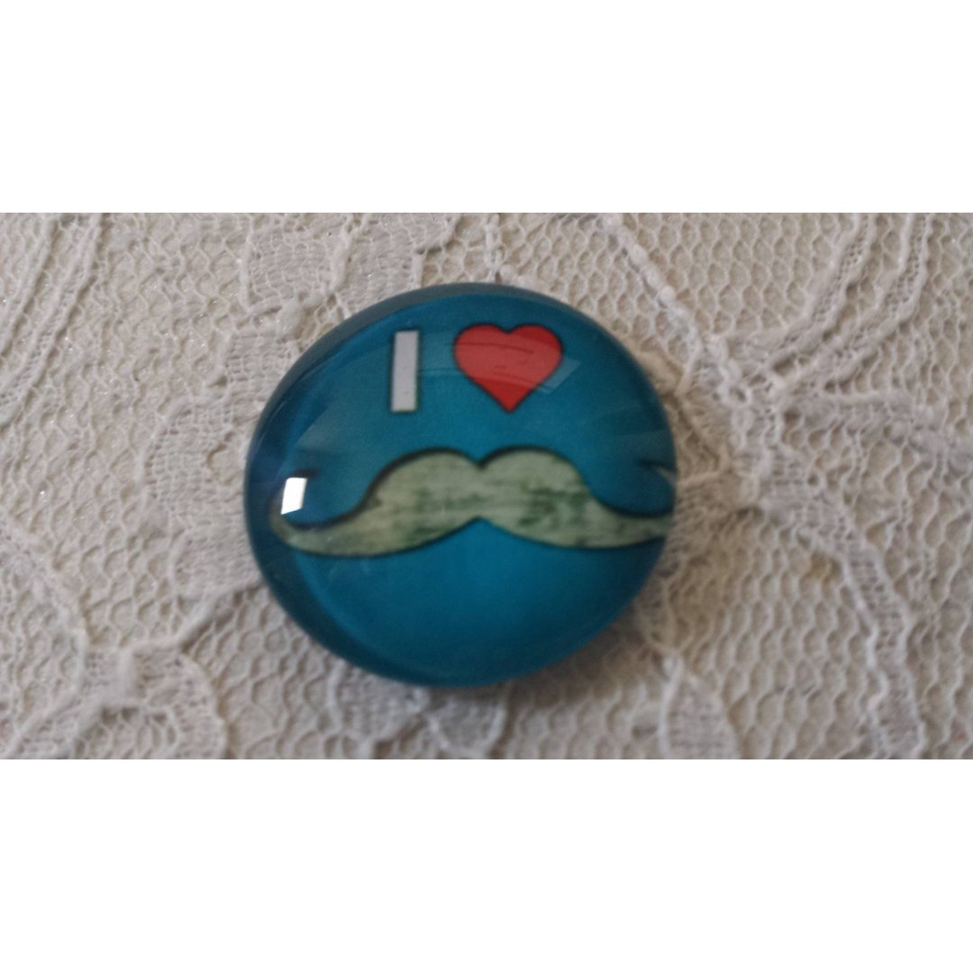 round glass cabochon 25mm mustache 037 