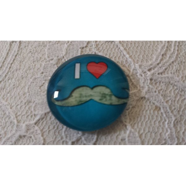 round glass cabochon 25mm mustache 037 