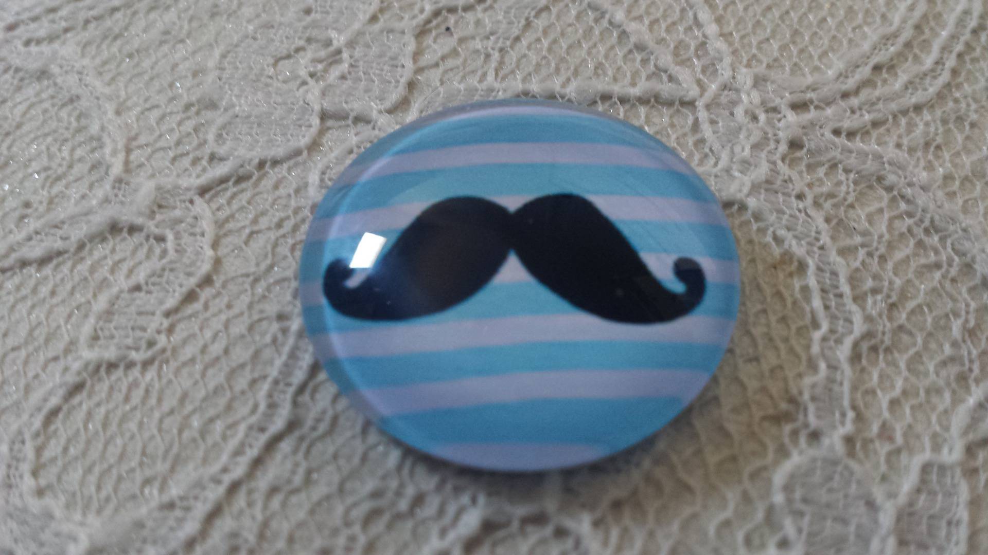 round glass cabochon 25mm mustache 036 