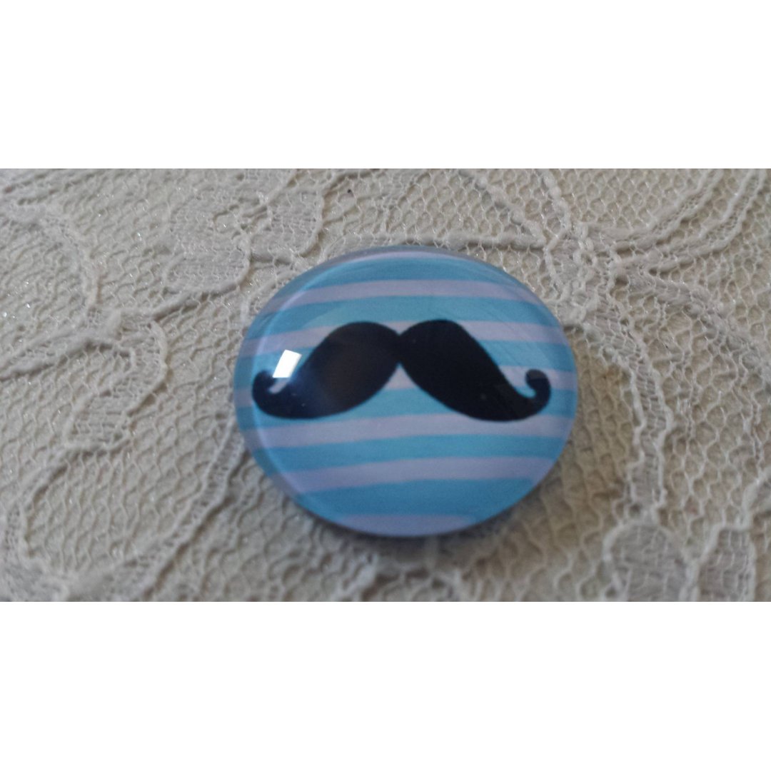 round glass cabochon 25mm mustache 036 